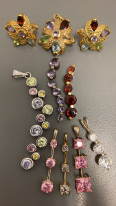 Colorful Jeweled Pendants And Set