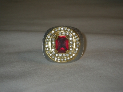 Large Gold Tone Bling Ring Size 10