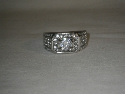 Engagement Ring Silver Tone Size 10