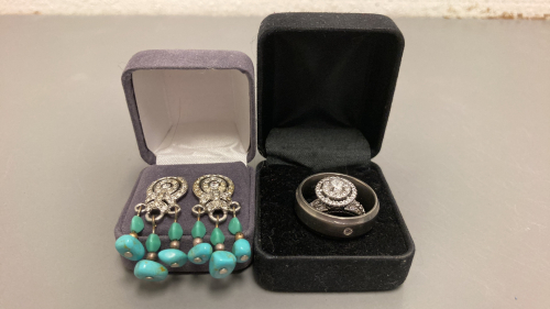 Earrings And His And Hers Ring Set