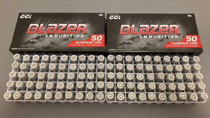 (100) Rounds Blazer 9mm Luger Ammo