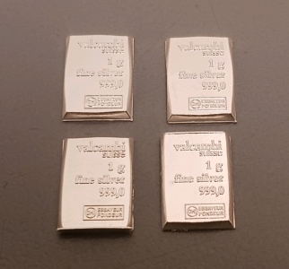 (4) 1 Gram .999 Fine Silver Bars - Verified Authentic