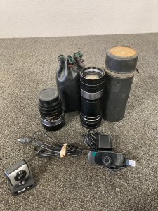 Bag with cameras and camera lenses
