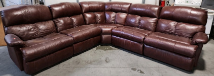 5 Piece Sectional Brown Leather Couch
