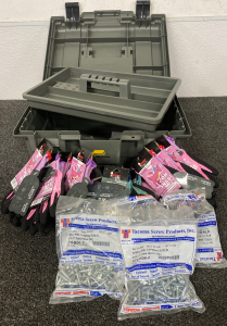 Plano Tackle Box, Tapping Screws, and Childrens Watson Gloves