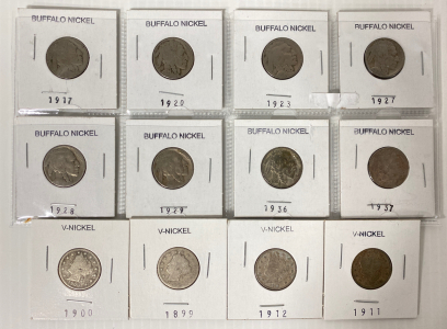 Assorted VintageBuffalo and V-Nickels