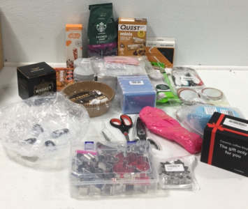 (2) 100-pcs Air Fryer Liners (1) Magnetic Microwave Splash Guard (2) Various Cookie Cutters (1) 3-pc Set Of Kitchen Scossors (1) Whiskey Glass (1) Deoxydizer Packets (1) 6-pcs Cleaning Sponges and More Kitchen Items