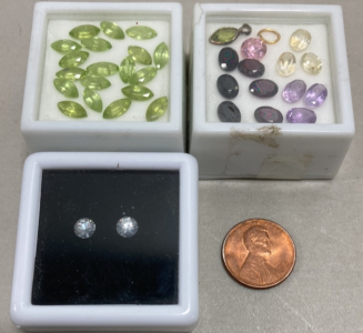 Various Cut And Faceted Precious Gemstones Round, Football, Oval