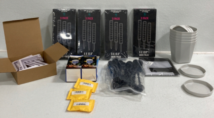 (4) Boxes Of Moss Poles, Garden Fencing, Mosquito Killer Lamps, Planter Pots And More
