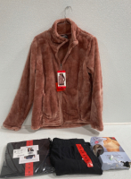 COSTCO CLOTHING - NEW 32 Degree Heat Plush Jacket, Ella Moss Cardigan, Sweatpants, 2Pk Side Smoothing Bras