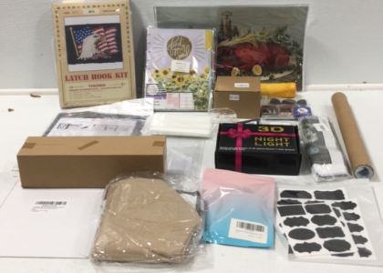 Various Crafting Supplies Including Heat Transfer Vinyl, Latch Hook, Diamond Painting, Stickers and More