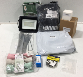 (3) No Kink Garden Hoses (1) 50w Outdoor Light (1) Outdoor Light Sensor Locking Kit (1) Outdoor Hanging Light Kit (1) Collapsible Lattice (1) Plant Self Watering Spikes and More