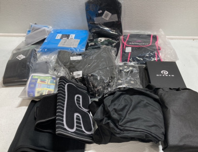 Various Back Braces, Neck Stretcher, Raincoats, Bike Bag, Winter Traction, Ice Packs, Neck Gaiters and more