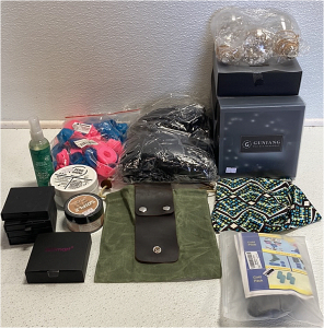 (5) Headbands w/ Faux Pearls, (5) Crystal Necklace Sets, Hair Curlers, Ice Packs, Warm Headbands, and more