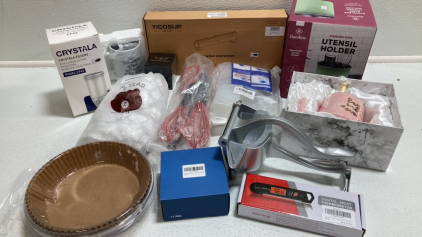 Utensil Holder, Film Wrap Dispenser, (2) Mugs for Mom, Whiskey Stones, Food Press, Meat Thermometer, Air Fryer Parchment and more