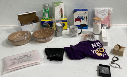 Long Purple Women&rsquo;s Dress, Swim Cap, Air Fryer Paper, Earplugs, Double Headed Vechicle Fan, Jewerly And More