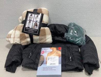 COSTCO CLOTHING - NEW Women&rsquo;s Clothing Medium&hellip; (1) Wheatherproof Reversible Plush Jacket, (1) Nautica Black Water Resistant Jacket , (1) 32 Degrees Heat Flannel, (1) Pack Of Two Felina Side Smoothing Bras