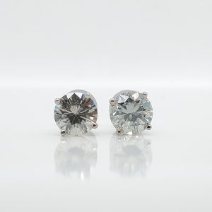 $1365 14K White Moissanite (1.5ct) Earrings