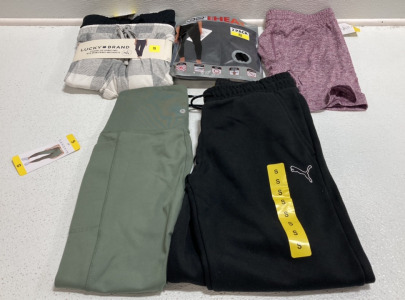 COSTCO CLOTHING - NEW Women&rsquo;s Clothes From Costco Size Small: Pack of 2 Lounge Pants, Pack of 2 Black Leggings, Purple Active Shorts, Green Workout Pants, Black Sweatpants