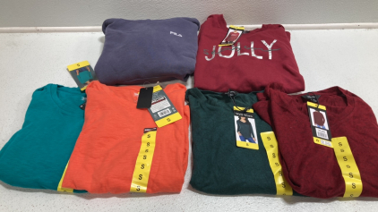 COSTCO CLOTHING - NEW Women&rsquo;s Clothes From Costco Size Small: Purple Hoodie, Christmas Crew Neck Sweatshirt, (1) Green and (1) Orange 3/4 Sleeve, (1) Green and (1) Red Light Sweater