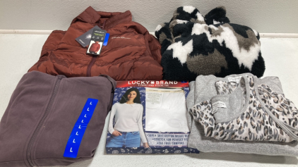 COSTCO CLOTHING - NEW Women&rsquo;s Clothes From Costco Size Large: Copper Down Jacket, Black Camp Plush 1/4 Zip, Dusty Purple Zip Up Hoodie, 2-Pack Long Sleeve Shirts, 3-Piece Cheetah Print Lounge Wear