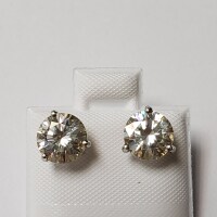 $1555 14K Very Pale Blue Moissanite(2.8ct) Earrings