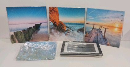 Electric Picture Frame, Set Of Sea Canvas And Shower Curtain