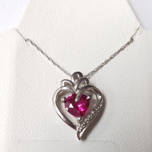 $160 Silver Created Ruby 19" Necklace
