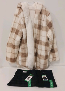 COSTCO CLOTHING - NEW Reversible Fuzzy Jacket, Dalia Slacks And Katherine Barclay Sweater