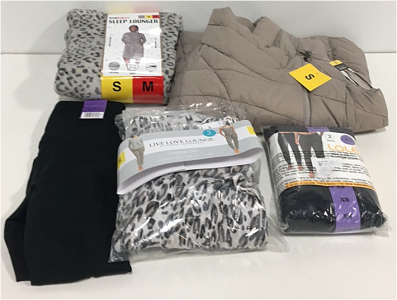 COSTCO CLOTHING - NEW (1) 32 Heat Sleep Lounger (1) Nicole Miller Puffy Vest (1) Danskin Brushed Leggings (1) Live Love Laugh Lounge Set (2) Lole Leggings Pants