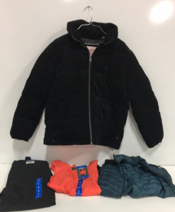 COSTCO CLOTHING - NEW (1) Black Levi&rsquo;s Corduroy Coat (1) Hilary Radley Dress Pants (1) Kirkland Womens Shirt (1) 32 Heat Green Puffy Coat