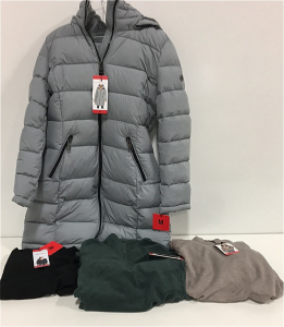 COSTCO CLOTHING - NEW (1) Andrew Marc Womens Long Puffy Coat (1) Ella Moss Black Womens Sweater (1) 32 Heat Long Sleeve Green Sweater (1) Buffalo David Bitton Hoodie