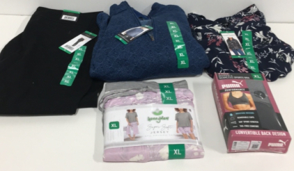 COSTCO CLOTHING - NEW (1) Pair Of Dalia Tummy Control Pants (1) Stormpack Womens Sweatshirt (1) Hilary Radley Blouse (1) Set Of Honeydew Super Soft Jersey Pajamas (2) Puma Seamless Sports Bra