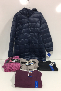 COSTCO CLOTHING - NEW (1) Aventure Womens Puffy Coat (1) Winnie The Pooh 2-Piece Pajama Set (1) Max & Mia Travel Cardigan (1) Dalia Tummy Control 29&rdquo; Inseam Pants (1) Orivis Purple Sweater