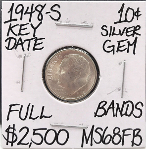 1948-S MS68FB Rare Key Date Silver Dime