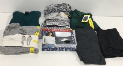 COSTCO CLOTHING - NEW (1) Nautica Womens Sleepwear Set (1) Max & Mia 2-Piece Live In Lounge Set (1) 2-Pack Lucky Brand Long Sleeve Shirts (1) Spyder Active Womens Shirt (1) 32 Heat Green And black Soft Flannel Shirt (1) Tranquility Womens Skirt