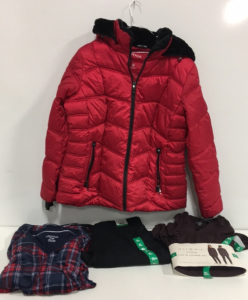 COSTCO CLOTHING - NEW (1) Nautica 2-Piece Pajamas Set (1) Lazypants Womens Pants (1) Max & Mia 2-Piece Lounge Set (1) Nautica Red Winter Coat