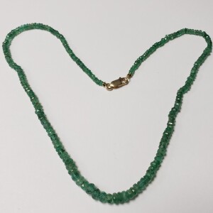 $1890 10K Emerald 16"(45ct) Necklace