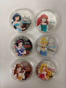 (6) Disney Princess Collectible Coins