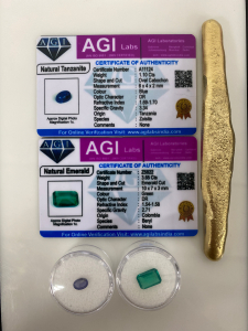 (2) Gemstones and Gold Toned Bar