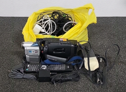 Sony Video Camera Recorder, Canon Elira 40 Digital Video Cam Corder and Assorted Cables