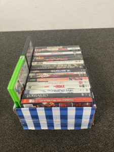 Box of assorted dvds