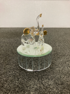 Vintage Glass Music Box With Elephants
