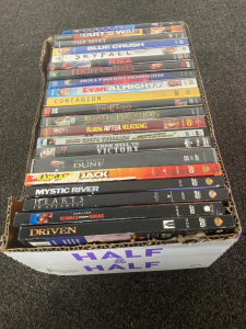 Box of assorted dvds