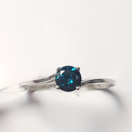 $1405 10K Color Treated Natural Blue Diamond(0.32ct) Ring