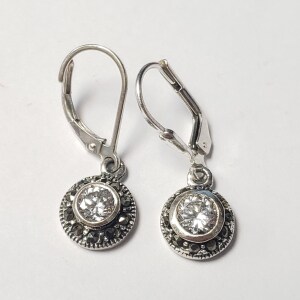 $120 Silver Cz And Marcasite Earrings