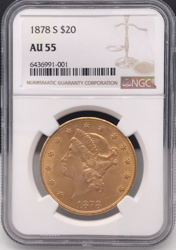 1878 AU55 $20 Gold Coin