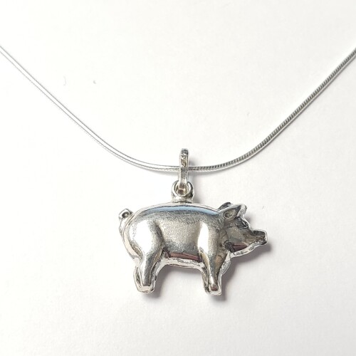 $100 Silver Pig 18" Necklace