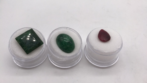 (2) Brazilian Emerald Gemstones & (1) Madagascar Ruby