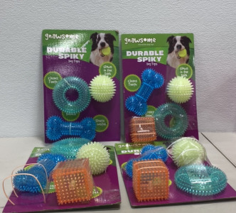 (4) Packs of Gnawsome Durable Spiky Dog Toys